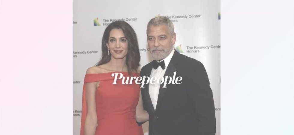 Amal Clooney en galère dans sa robe moulante, son époux George à la rescousse !
