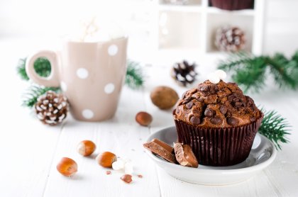 Muffin au chocolat cannelle et noisettes
