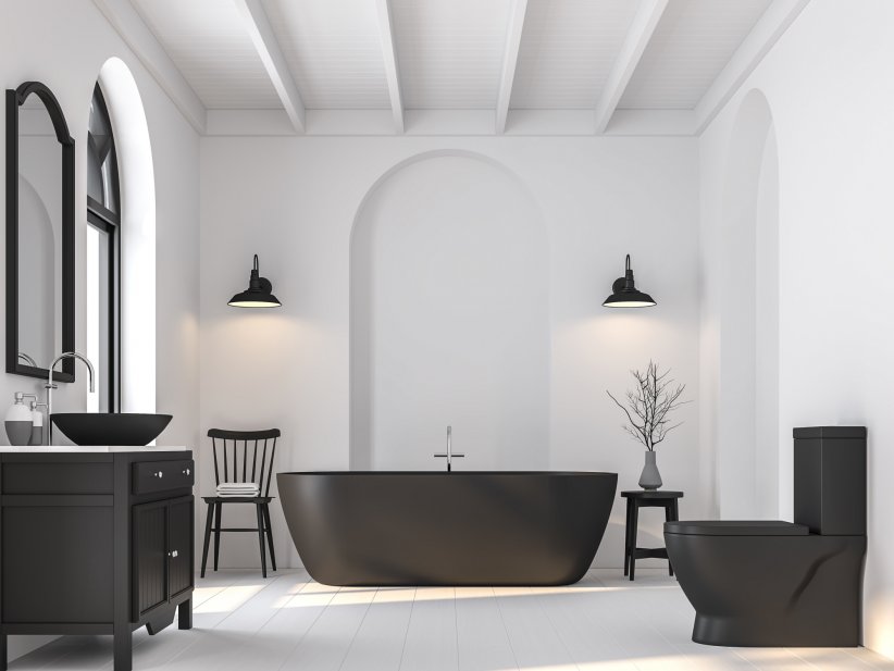 Une salle de bain noire, 100% luxe