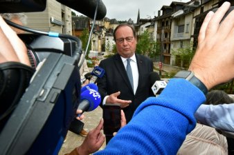 L'ancien président et membre du PS, François Hollande, lors d'une conférence de presse pour annoncer sa candidature aux législatives en Corrèze, le 15 juin 2024 à Tulle